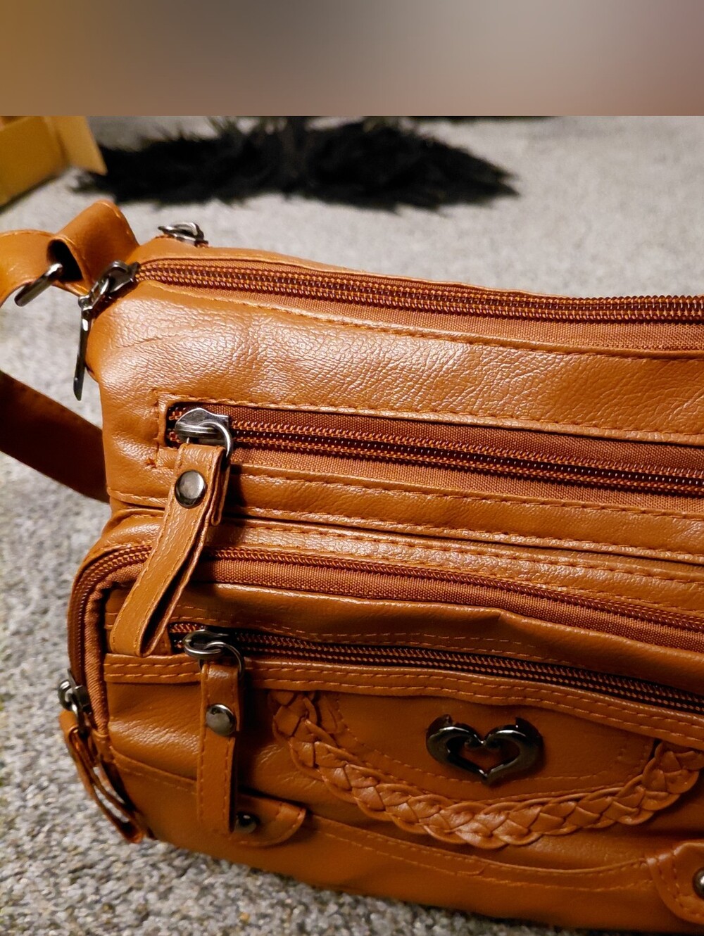 Stylish Tan Women's Crossbody Bag with Braided Detail